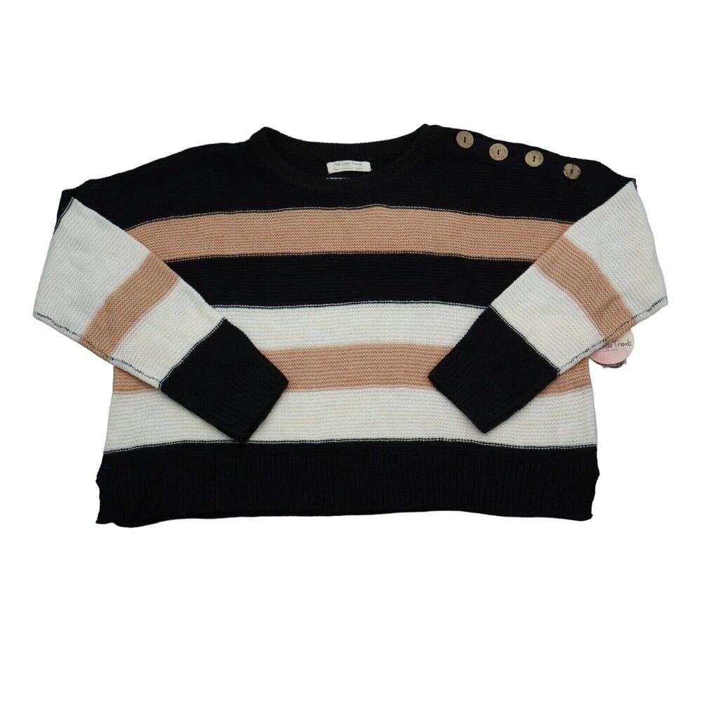 Full Circle Trends Sweater Womens L Multicolor Striped Long Sleeve Crew Neck Top